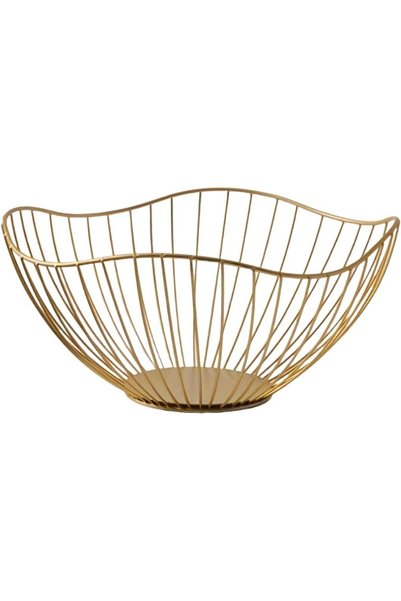 Generic Wire Fruit Basket Gold Fruit Bowl for Kitchen Counter Wave Fruit Bask...