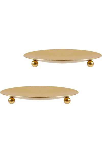 Generic 2Pcs Gold Iron Plate Candle Holders, Decorative Pillar Metal Pedestal...