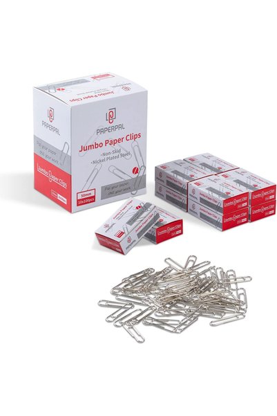 Generic مشابك ورق كبيرة الحجم، 1000 قطعة، مقاومة للانزلاق، فولاذ فضي متين، مق...