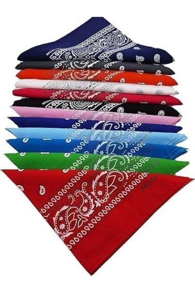 Generic DELEE 12 Pack Multi Color Bandanas, Reusable Bandanas, 22x22 Inches M...