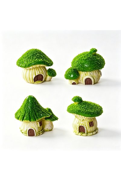Choice 4Pcs 4Pcs/1Pc Small Landscape Mushroom House Ornaments, Cute Cartoon M...