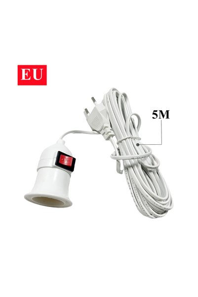Choice حامل مصباح EU-5M 2/3/5M E27 مع سلك ومفتاح تشغيل/إيقاف، قابس أوروبي/أمر...