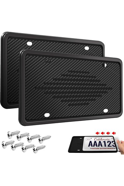 Generic License Plate Frames, 2 Pack, Universal US Car Black TPU Bracket Hold...