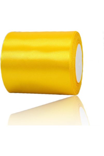 Generic شريط ساتان أصفر، بعرض 4 بوصات وطول 25 ياردة، يستخدم لتغليف الهدايا.
