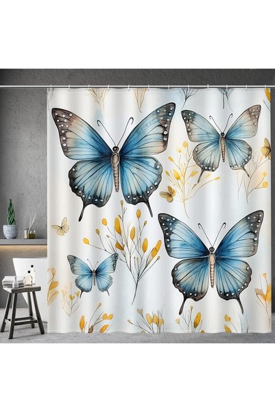 Generic Shower Curtain Mould Proof Resistant Butterfly, Water Repellant Fabri...