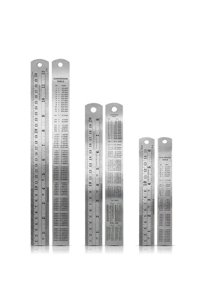 Generic 3-Pack Stainless Steel Metal Ruler Set 30cm/20cm/15cm (Silver, Double...