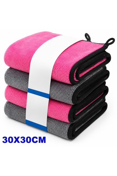 Choice 4PCS-30X30CM Thickened Coral Fleece Car Wash Towel Double Sided Microf...