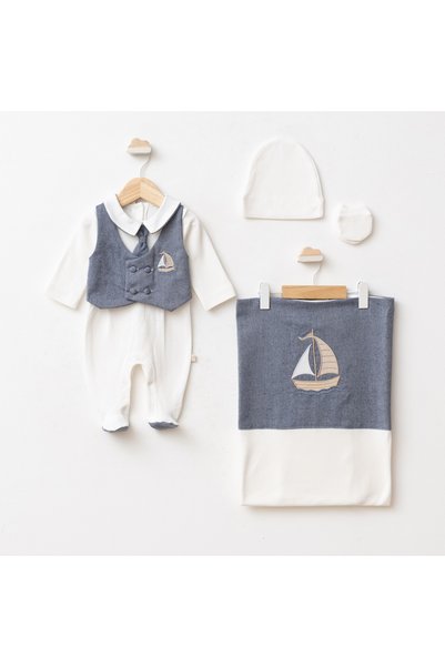 lisaloom baby & kids Little Sailor 0–3 Months Baby Boy Hospital Discharge Set...