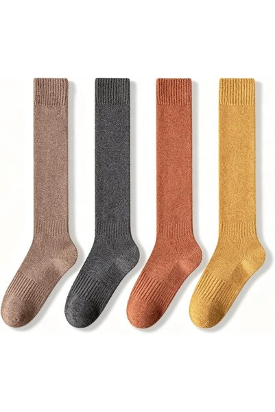 Generic 4 pairs Warm Knee High Socks for Women, Long Winter Sock for Extreme ...