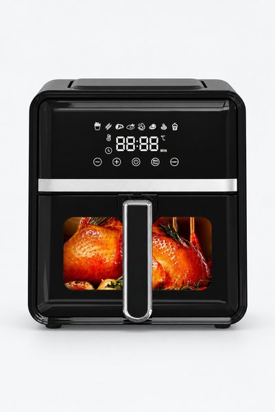 BLACK Friteuză cu aer cald, control tactil, 8 programe, 2000 W, 7 L