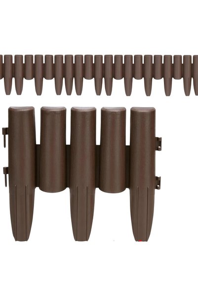 KASTWAVE Pack of 10 Plastic Garden Lawn Edging Fence, Decorative Wooden Effec...