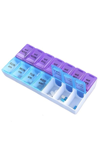 Choice PURPLE Daily Pill Reminder Box 7 Slots - Portable Sealed Moisture-Proo...