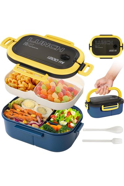 Generic Lunch Box for Adults & Kids, 1200ml Leak-Proof Bento Box for Girls an...