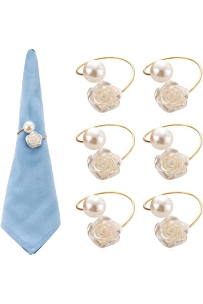 Generic HASTHIP® Rose Napkin Rings Set of 6, Elegant Gold Napkin Ring Holders...