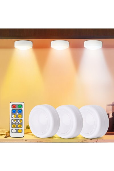 Choice 3 colors 1 remote 3 lamp 3 Color Under Cabinet Light Wireless Battery ...