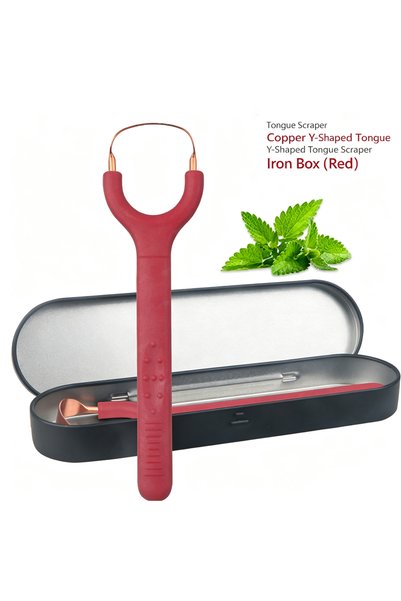 Choice Red Y‑Shaped Pure Copper Tongue Scraper, Portable Oral Tongue Cleaner,...