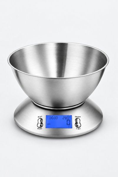 BLACK Cântar pentru bucătărie, Bol din inox 1,8 L, Rezoluție 1 g, 5 kg
