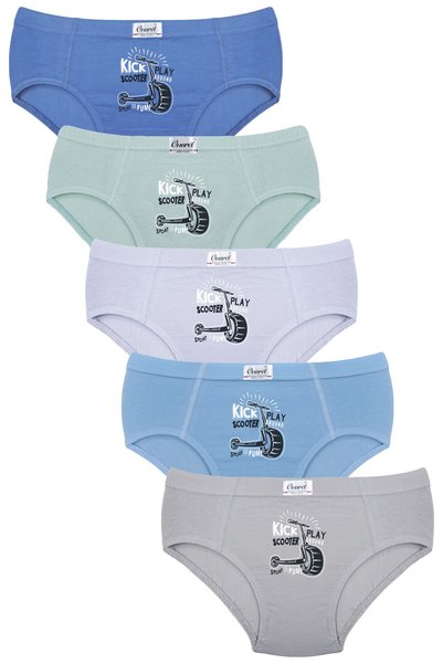 ROFT & BLACK ONUREL 5-Pack Boys' Printed Cotton-Lycra Stretch Fabric Boxer Br...