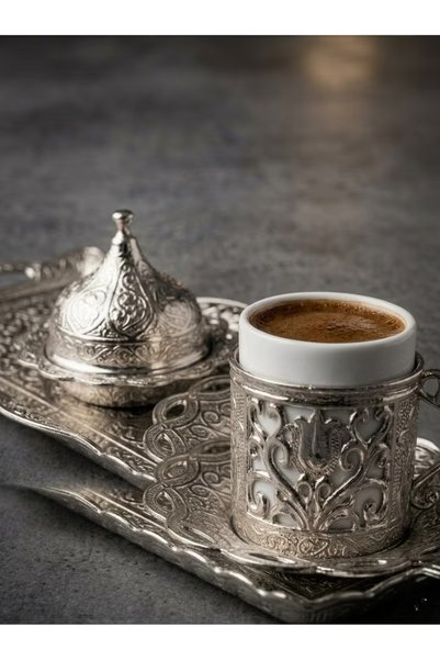 Generic Brand Turkish Coffee Set for 2 | 11-Piece Porcelain Cups, Saucers, Ho...