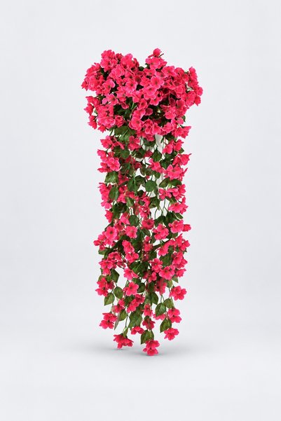 BLACK Flori artificiale curgătoare BLACK, frunze verzi și accente florale roz...