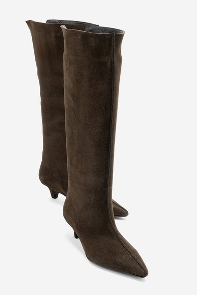 LuviShoes Cizme pentru femei BALLY din piele naturală de căprioară verde, cu ...