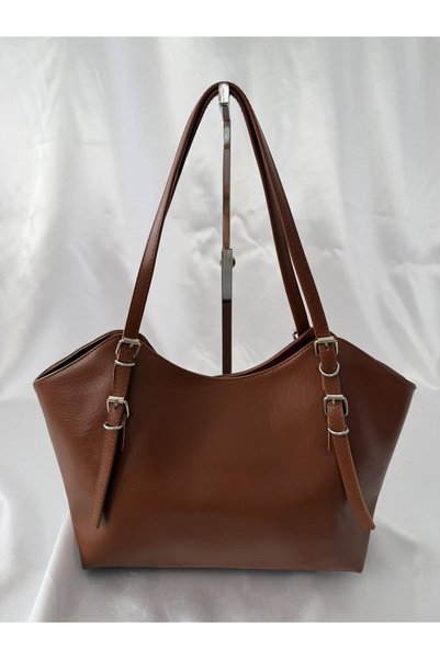 melecco Women's Shoulder Bag, Spacious Tote Bag, Metal Buckle, Everyday Bag