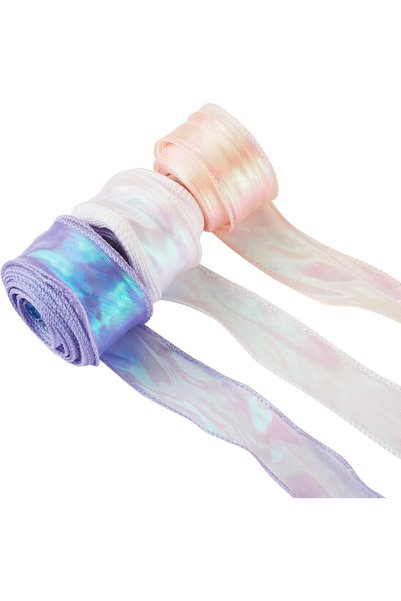 Generic 3 Rolls Shimmer Sheer Ribbon 4cm x 10Yd Iridescent Organza Ribbons Sp...