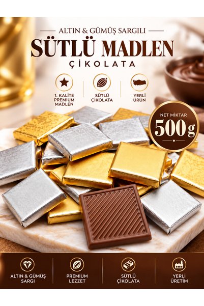 MUVI CHOCO ALTIN & GÜMÜŞ SARGILI SÜTLÜ MADLEN ÇİKOLATA 500 G