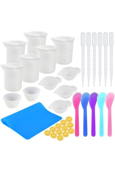 Generic طقم أدوات قياس من السيليكون مكون من 36 قطعة - أكواب قياس سيليكون سعة ...