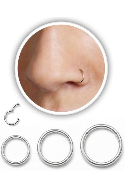 Generic مجموعة حلقات أنف 18 جرام ودبابيس أنف 20 جرام للنساء والرجال، مصنوعة م...