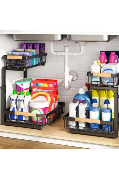 Generic 2 Packs Under Sink Organizer, 2 Tier Under Sink Storage Organiser Bat...