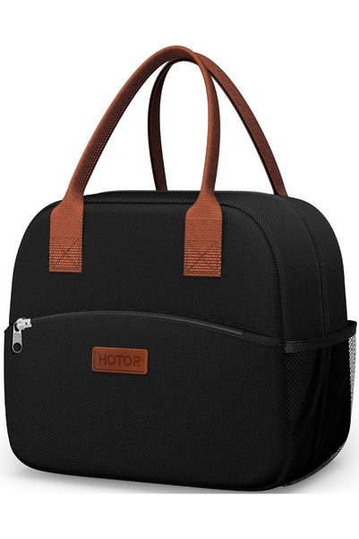 Generic Insulated Lunch Bag, 27 x 15 x 24 cm, Multi-Pocket, Black