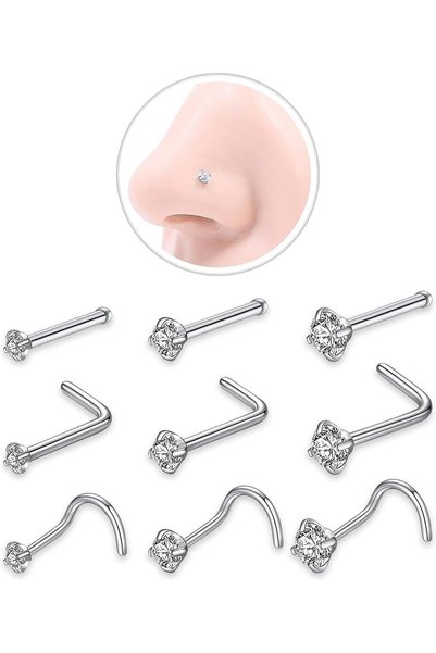 Generic 18g Nose Rings Hoop and 20g Nose Studs Sets for Women Men,Hypoallerge...