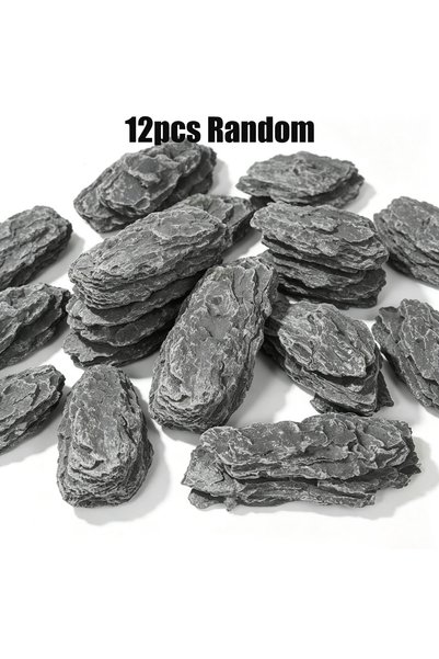 Choice 12pcs Style A 12pcs Handmade Bark Moss Covered Mini Imitation Rocks Aq...