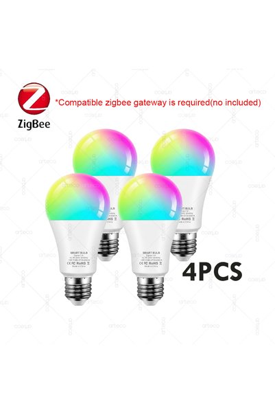 Choice 4PCS Zigbee 3.0 Smart LED Bulb E27 RGBCW Dimmable Light 2700-6500K Lam...