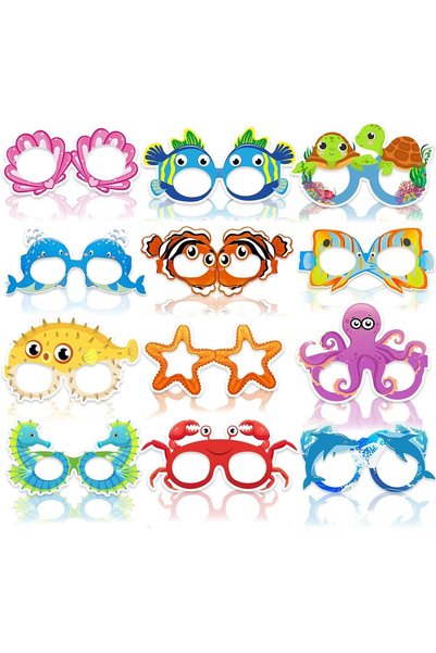 Generic 12 Pcs Ocean Animal Party Glasses, Fun Under The Sea Photo Booth Prop...