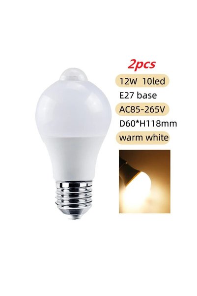 Choice 2pcs 12W warm white PIR Motion Sensor LED Light Bulb 220V 110V 12W Sma...