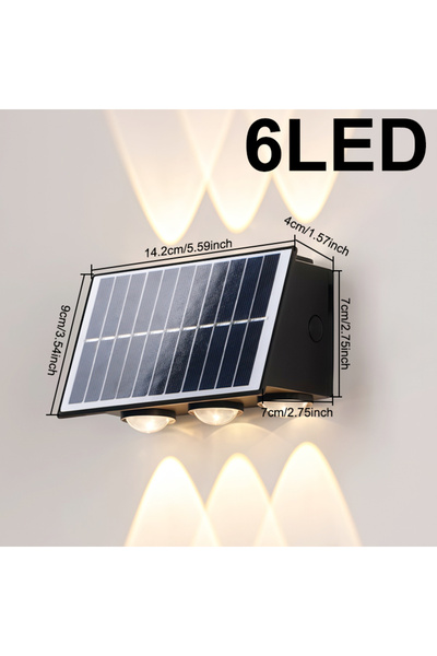 Choice 6 LED Warm Light Solar Powered LED Wall Lights Outdoor Waterproof Uppe...