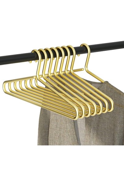Generic 17”Premium Matte Gold Aluminum Coat Hangers 8 pcs,Gold Metal Suit Han...