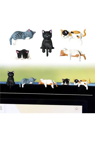 Generic 5 Pcs Mini Cat Cute Car Accessories, Resin Cat for Dashboard Decorati...