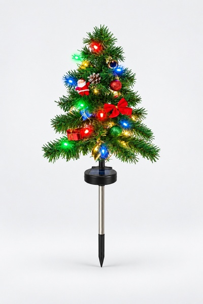 BLACK Brăduț decorativ cu alimentare solară, țăruș pentru grădină, 72 cm