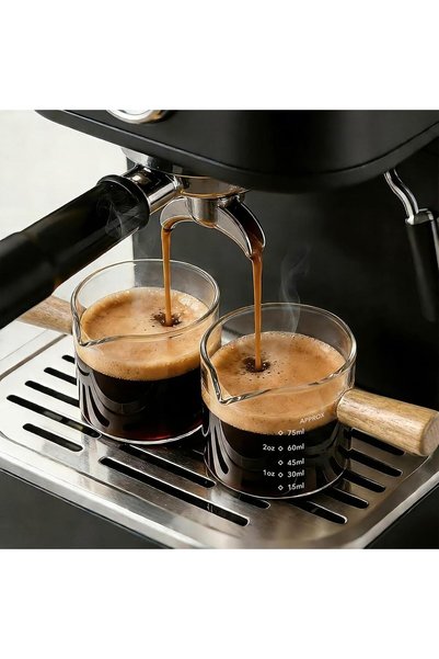 Generic عبوتان من أكواب الإسبريسو مع مقبض خشبي، ملحقات ماكينة الإسبريسو من ال...