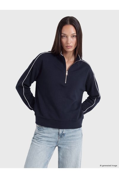 LC Waikiki TWO MT SHOP QUALITY LCW EVERYDAY Navy Blue Striped Soft Touch Wome...