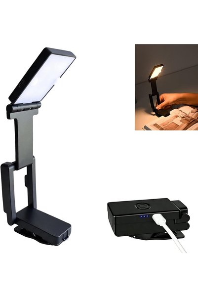 Generic ضوء قراءة قابل لإعادة الشحن عبر USB للكتب، قابل للطي، مع إضاءة متدرجة...