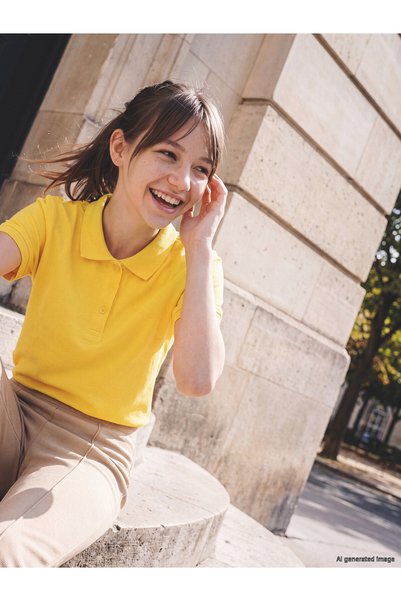 LC Waikiki TWO MT SHOP QUALITY LCW Kids Yellow Polo Collar Girls' Piqué T-Shirt