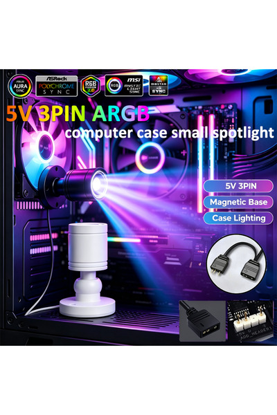 Choice BLACK ARGB Mini Spot Light Figure Display 5V 3-Pin Motherboard Aura Sy...