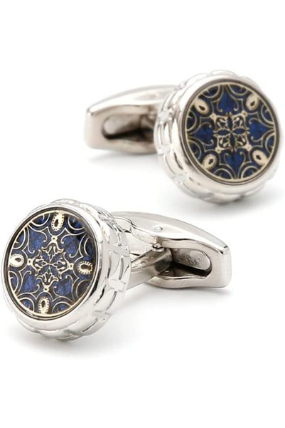 Generic Men's Silver Floral Cufflinks Premium Brass Round Filigree Cuff Links...