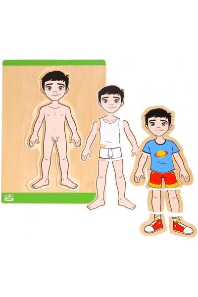 Generic Wooden Human Body Stacking Toy for Boys - 3 Layers Educational Anatom...