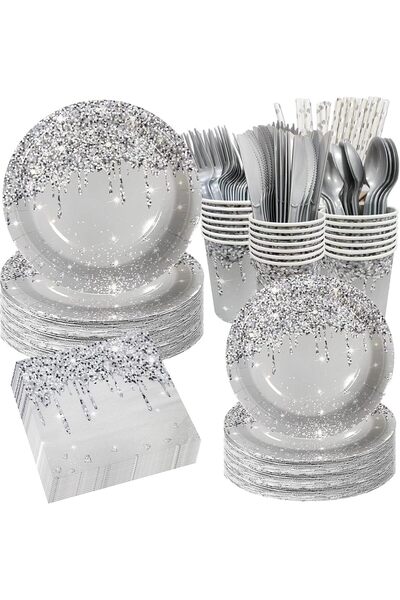 Generic 200 Pcs Disposable Paper Plates and Napkins,25 Guest Party Supplies D...