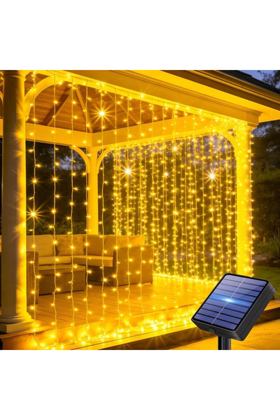 Choice أضواء ستائر فناء شمسية 3X1M بلون أبيض دافئ 100/200/300LED 8 أوضاع خارج...